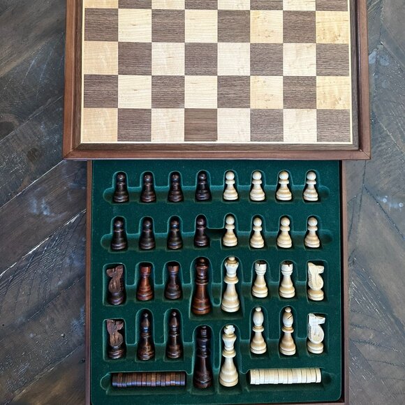 Vintage Jordan Mark Deluxe Wooden Chess Set - 15 Inch Board - EUC - Picture 1 of 4
